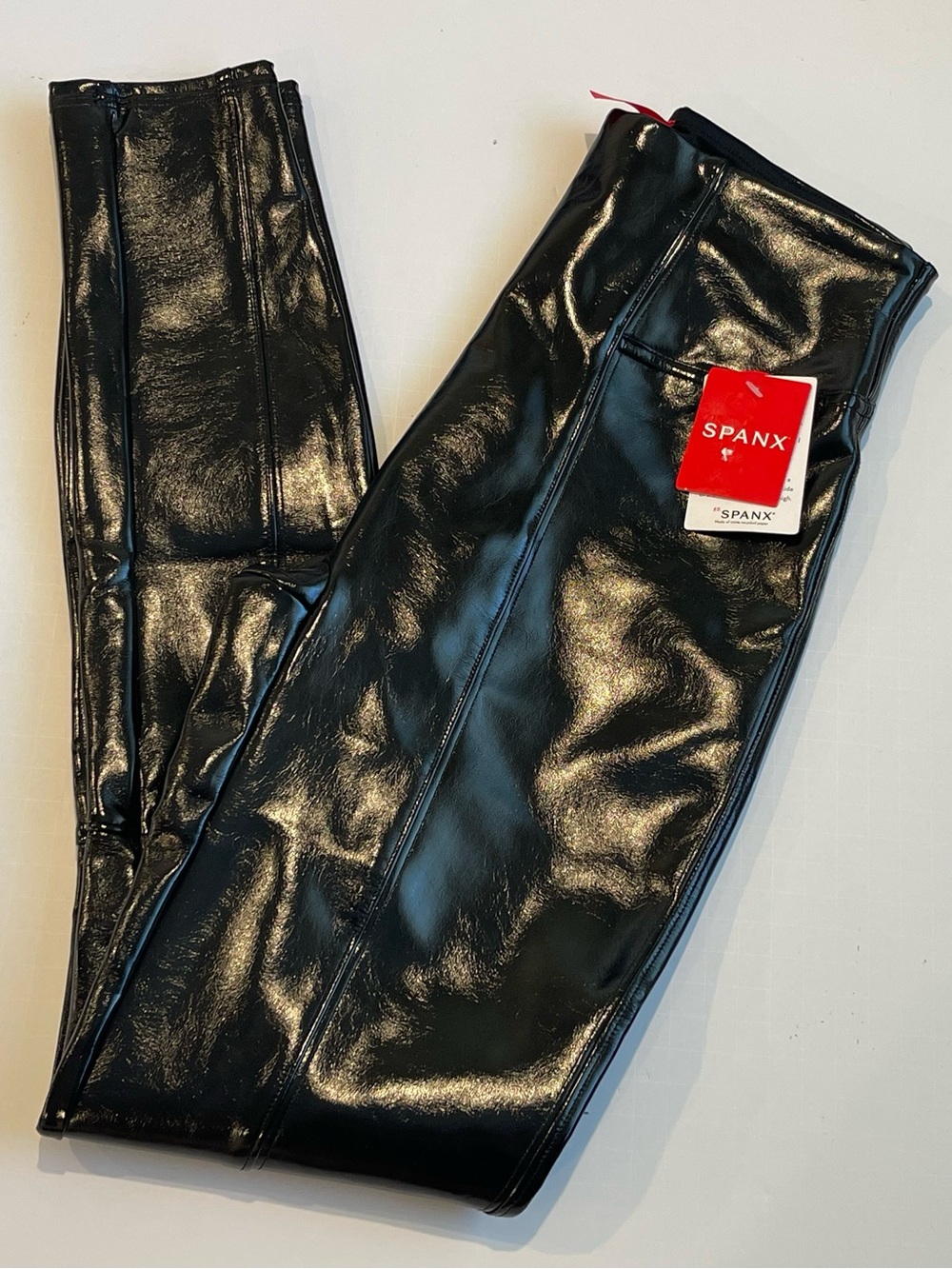 Spanx Faux Patent Leather Leggings Classic Black High Rise